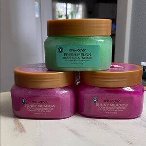 Fresh Melon & Sunny Meadow Body Sugar Scrub Trio - Green & Pink